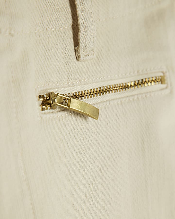 crema zip frontale rilassato di jeans svasati