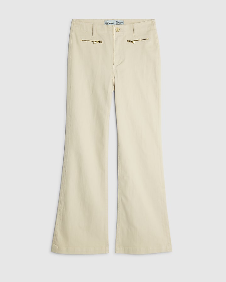crema zip frontale rilassato di jeans svasati