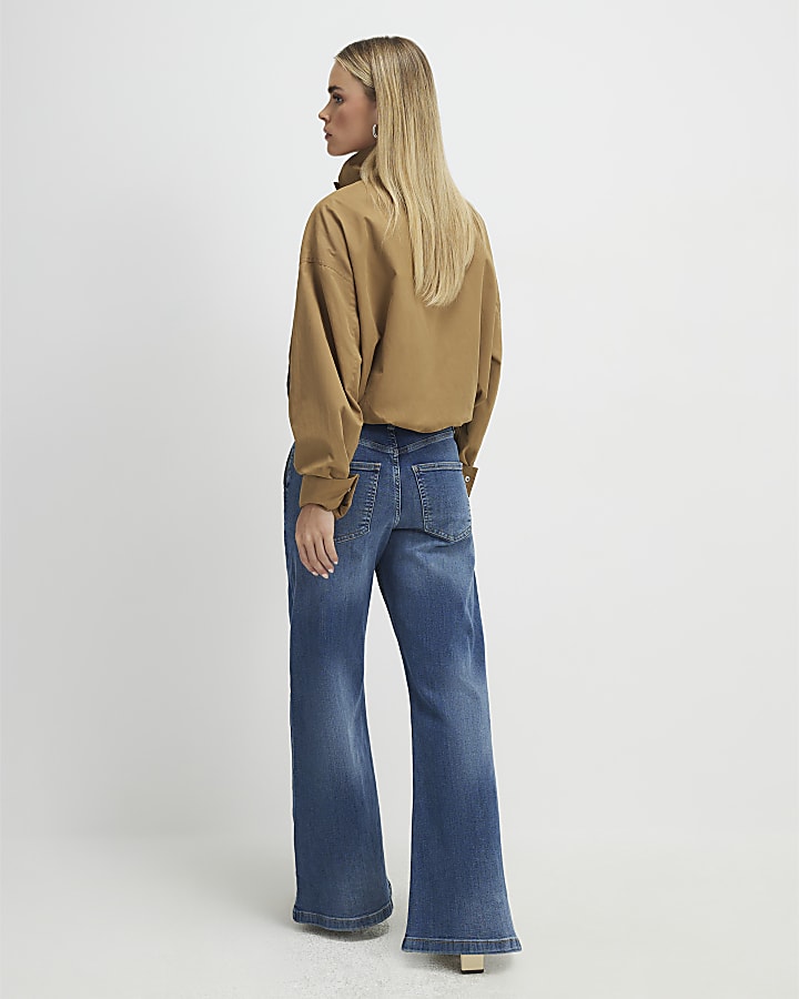 petite blu a vita alta filetto jeans svasati
