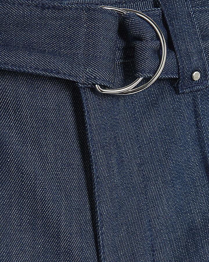 blu a vita alta vita rilassata flare cucitura jeans