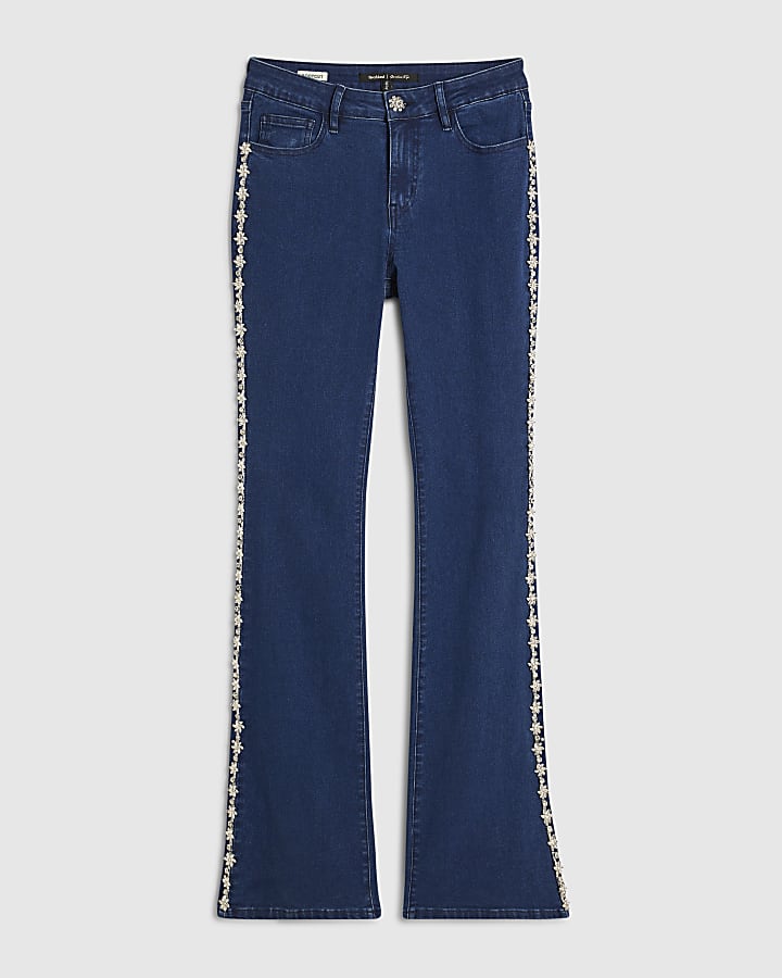 blu denim impreziosito jeans bootcut