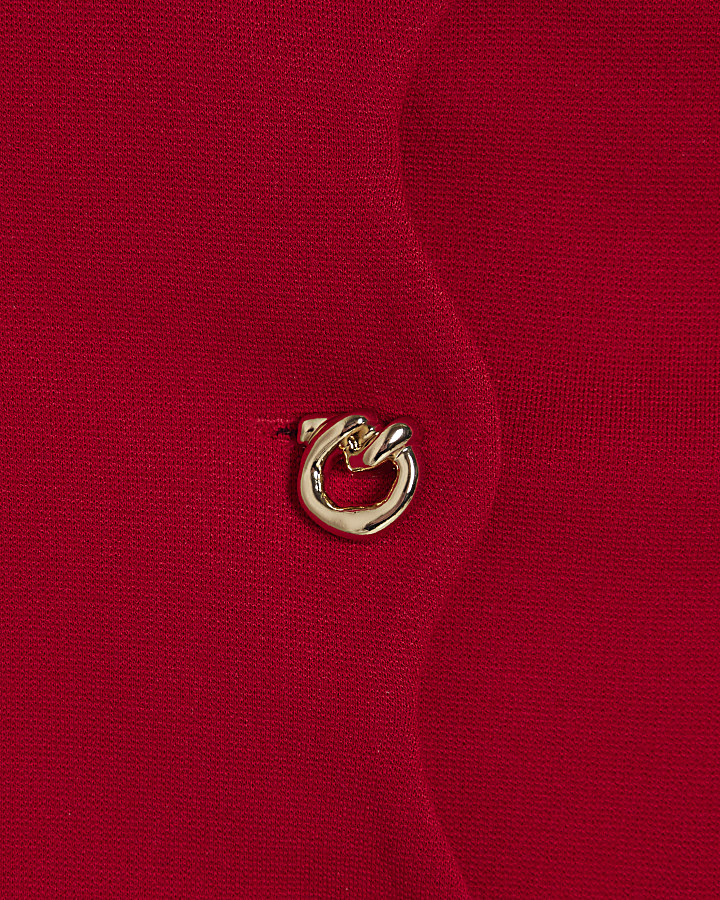 rosso senza maniche pettine trim gilet
