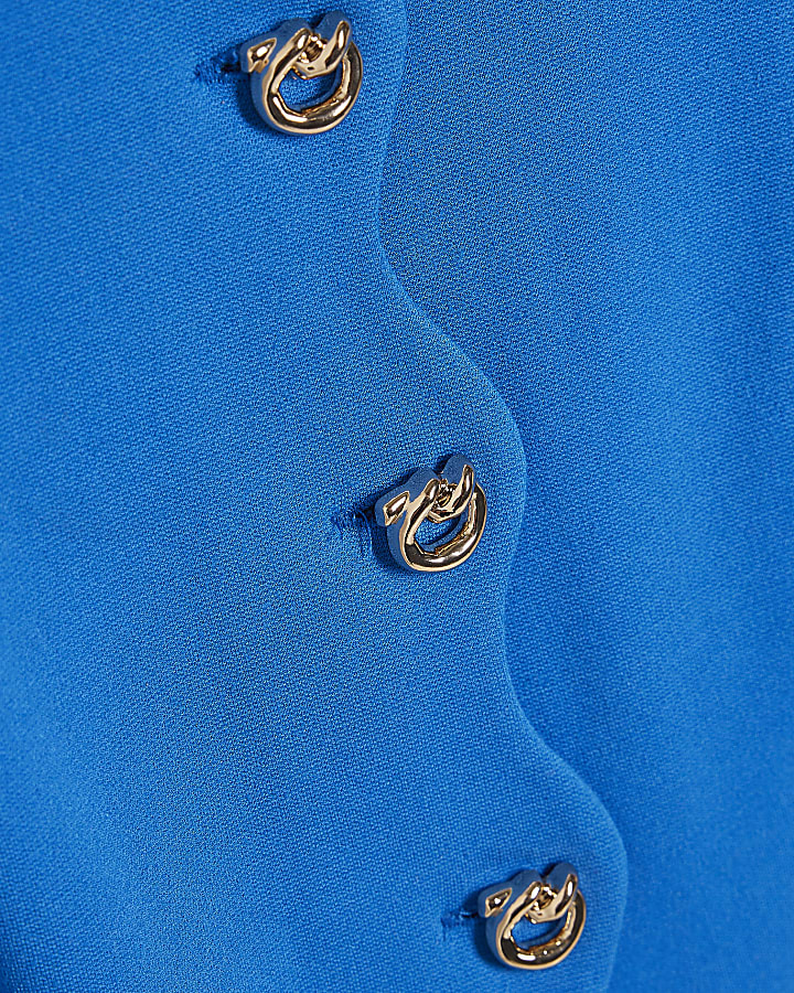 blu tratto di capesante trim gilet su misura