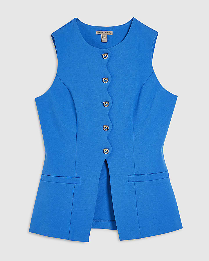 blu tratto di capesante trim gilet su misura