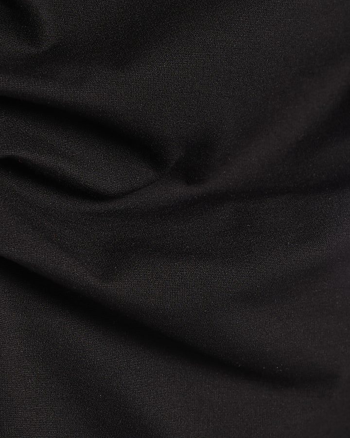 black stretch senza maniche con drappeggio superiore