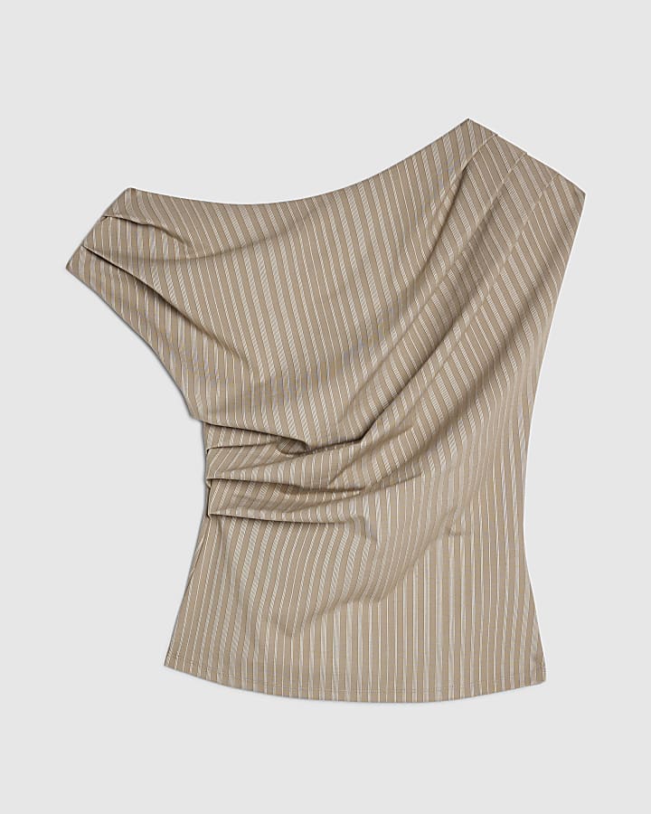 beige elasticizzato senza maniche a righe drappo superiore