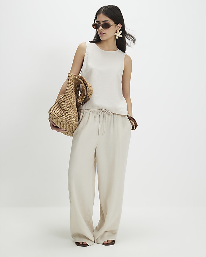 petite crema lino tank top
