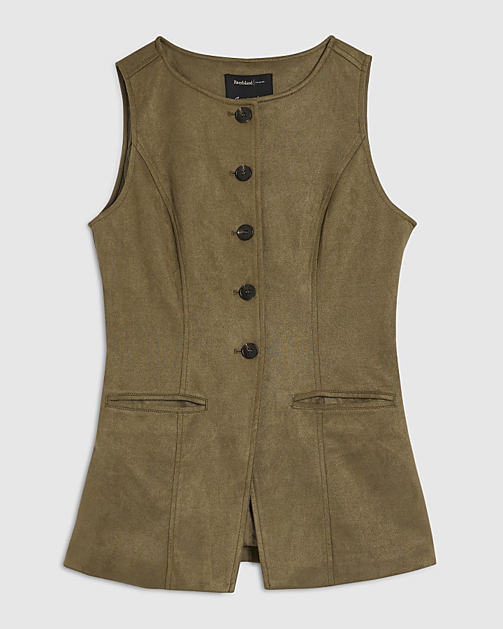 verde finto camoscio gilet
