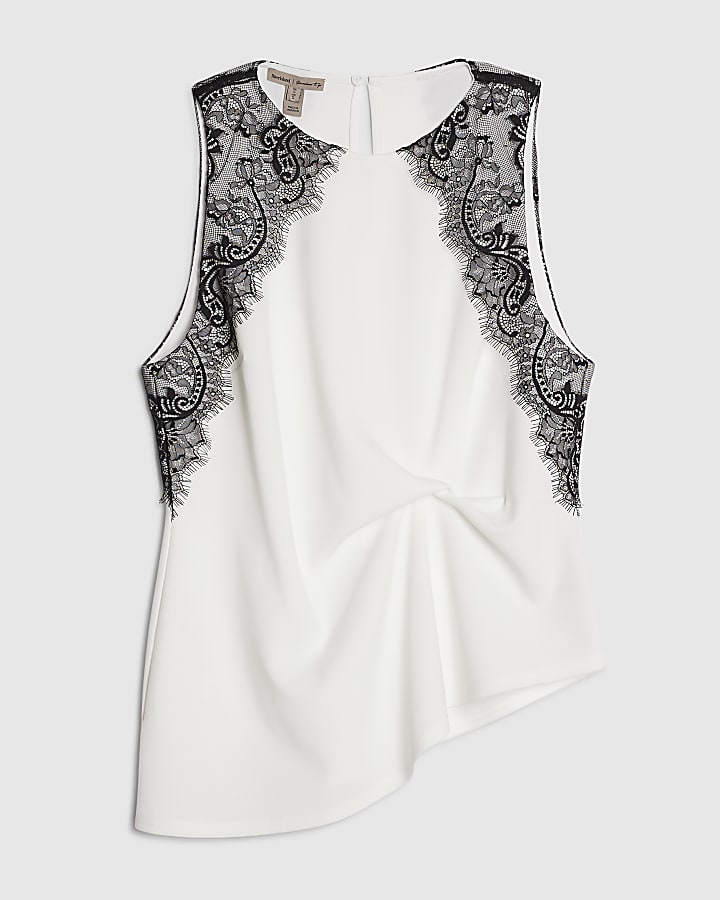 crema senza maniche in pizzo top