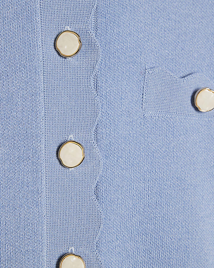 maglia blu dotato di capesante trim cardigan