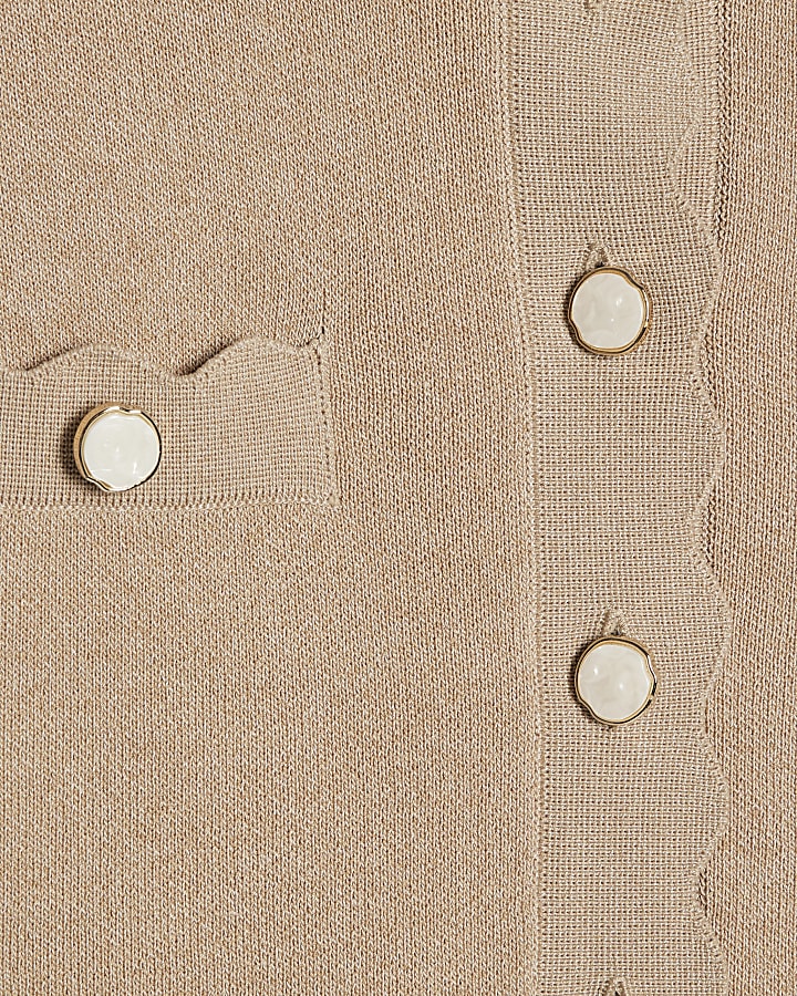 maglia marrone dotato di capesante trim cardigan
