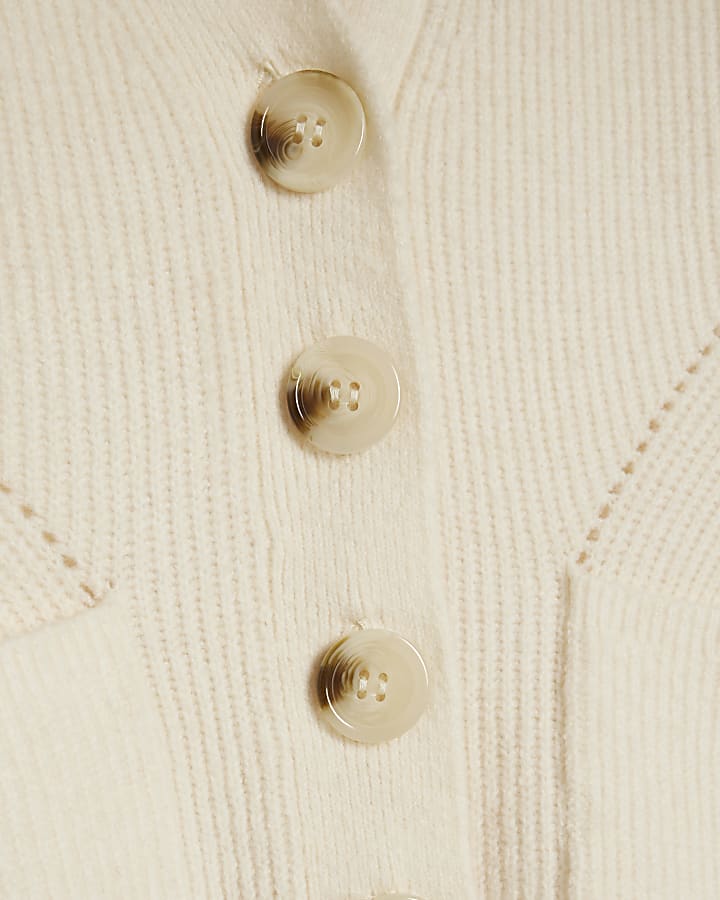 crema a maglia spalla imbottito cardigan