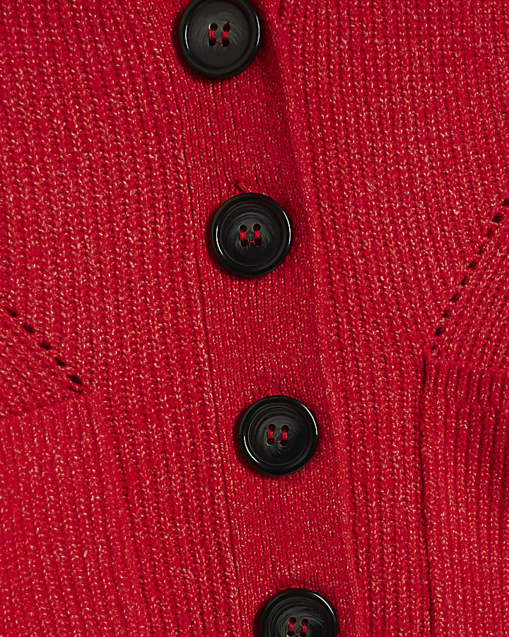 rosso maglia spalla imbottito cardigan