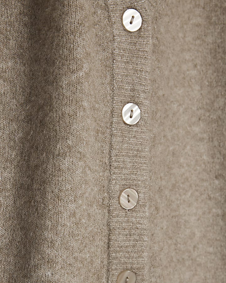 marrone maglia scollo a v cardigan