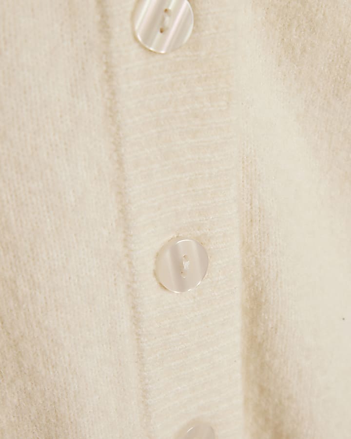 crema a maglia scollo a v cardigan