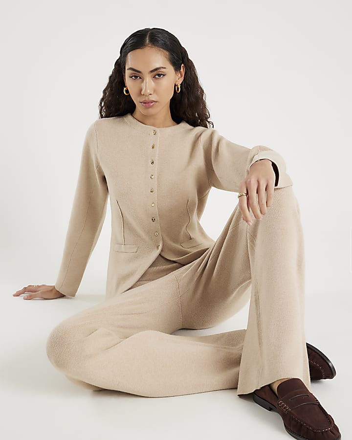 beige maglia manica lunga strutturato cardigan