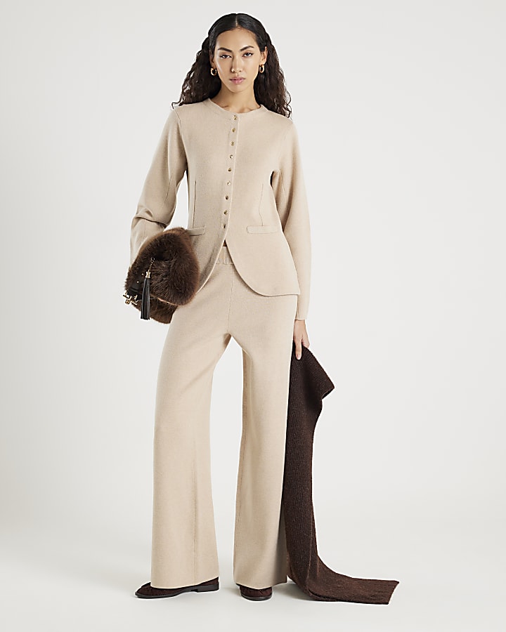 beige maglia manica lunga strutturato cardigan