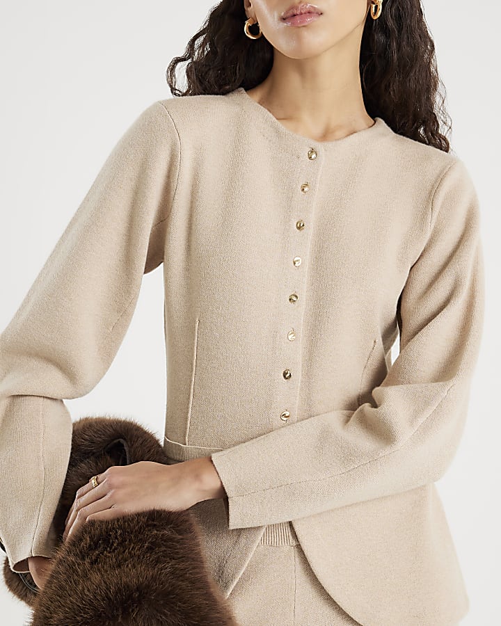 beige maglia manica lunga strutturato cardigan
