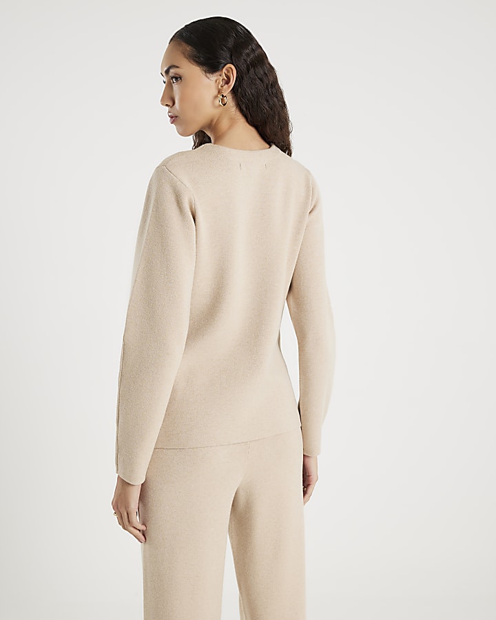 beige maglia manica lunga strutturato cardigan