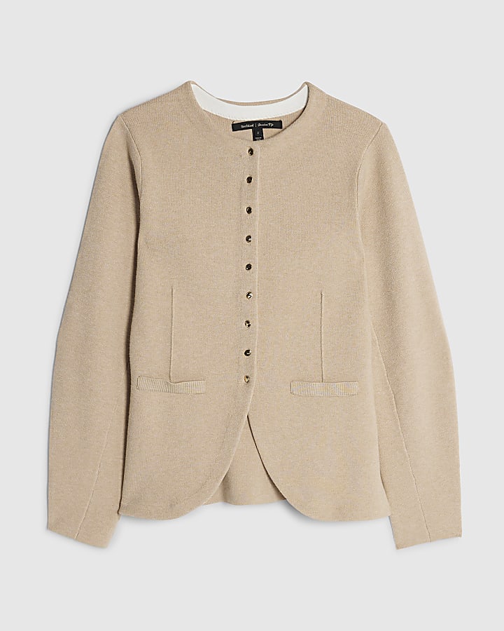 beige maglia manica lunga strutturato cardigan