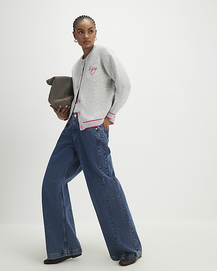 grigio cuore felice cardigan