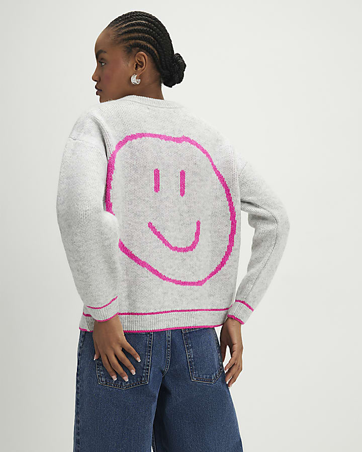 grigio cuore felice cardigan