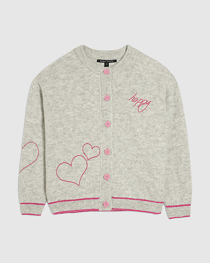 grigio cuore felice cardigan