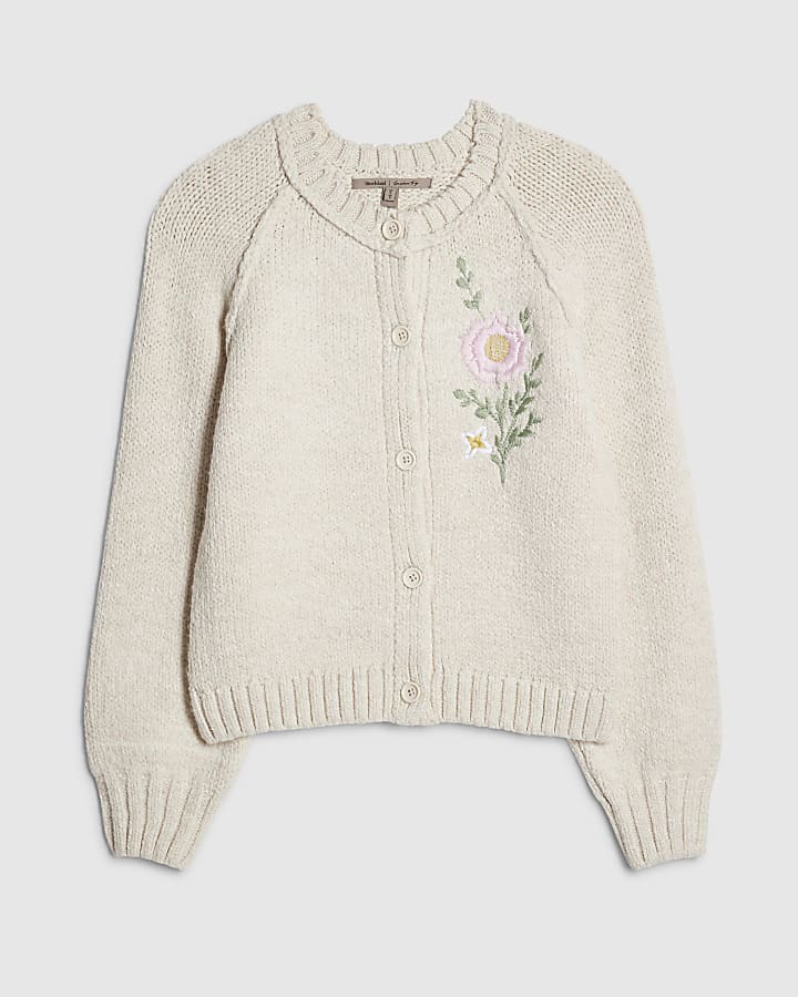 crema floreale ricamato cardigan