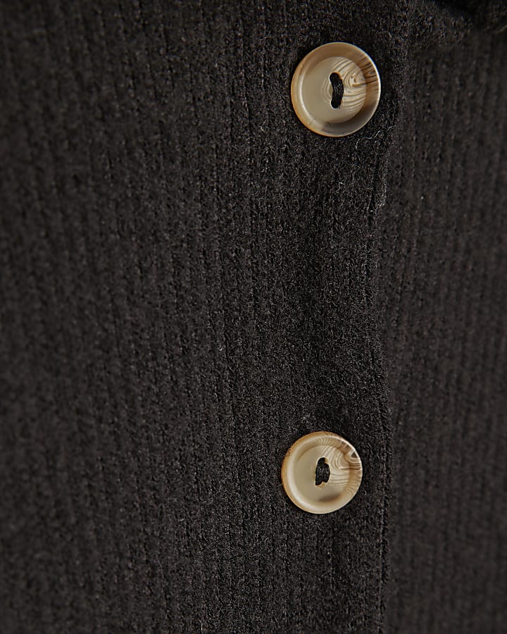 nero manica lunga accogliente orlo bolla cardigan