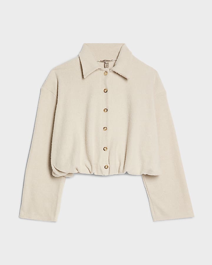 petite beige accogliente orlo bolla cardigan