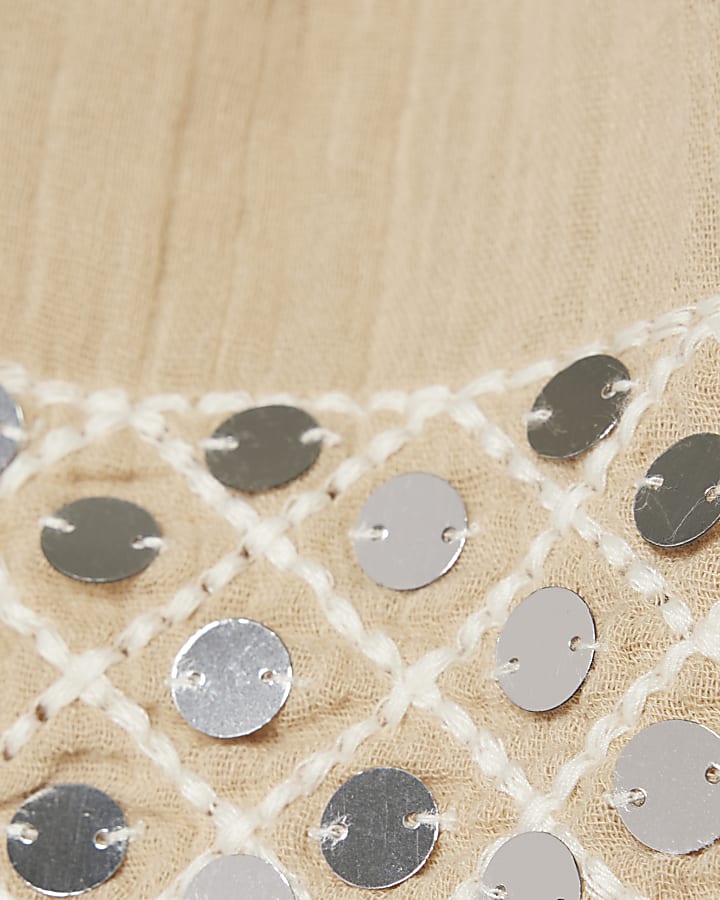 beige paillettes impreziosito beach shorts