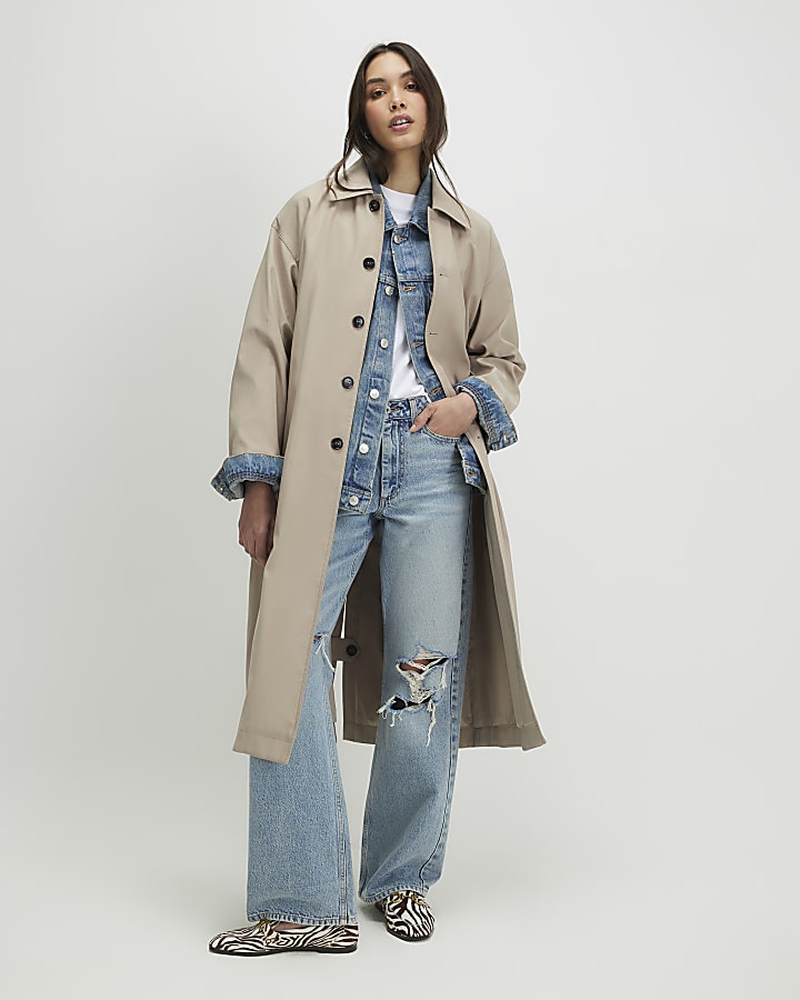 beige con cintura trench coat