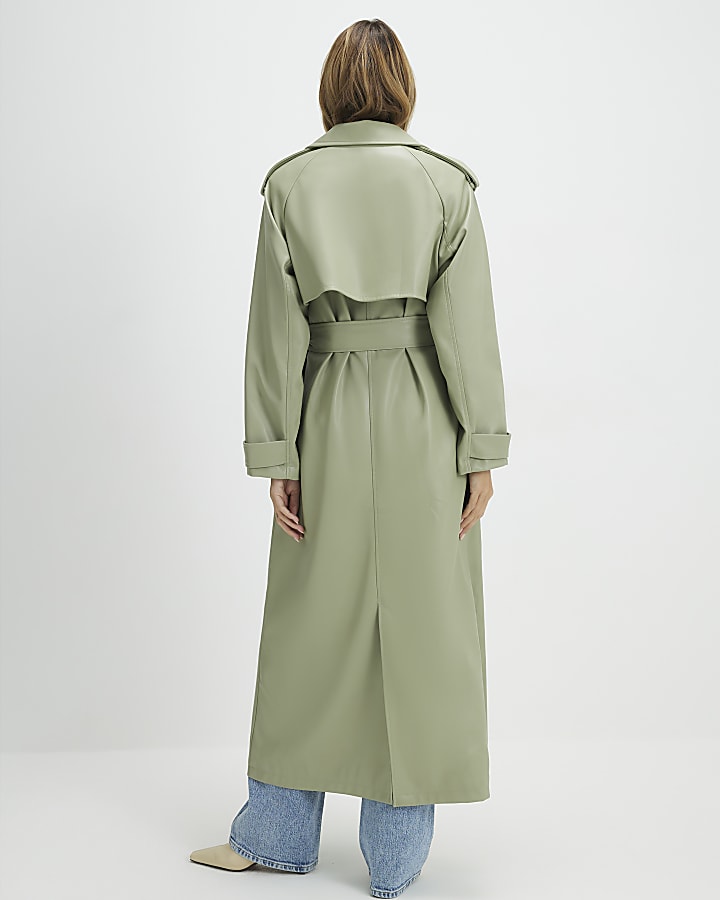 verde in ecopelle con cintura trench coat