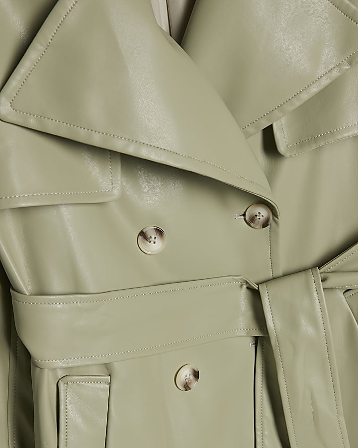 verde in ecopelle con cintura trench coat