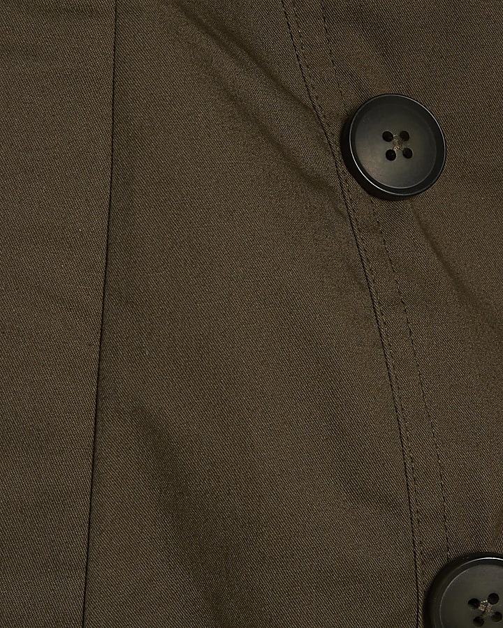 khaki a coste orlo ritagliata trench giacca