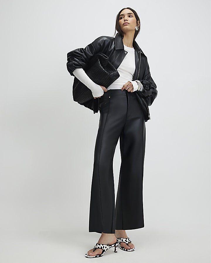 nero ecopelle pantaloni corti