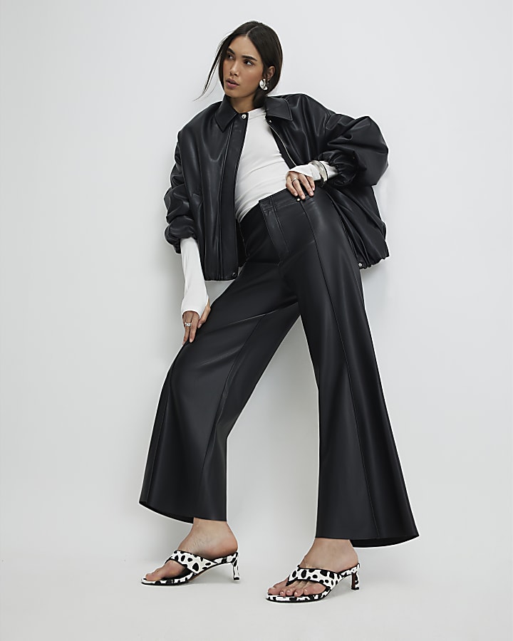 nero ecopelle pantaloni corti