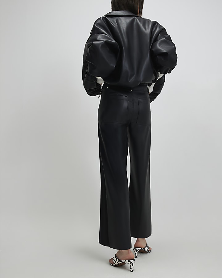 nero ecopelle pantaloni corti