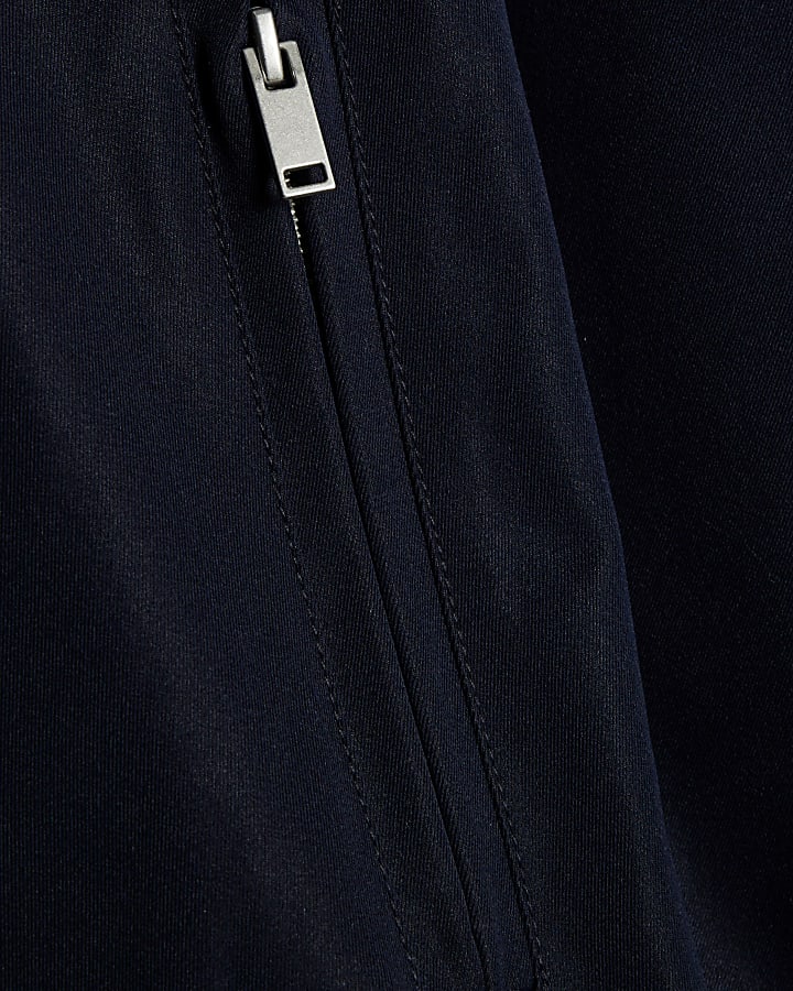 navy cintura bolla orlo giacca
