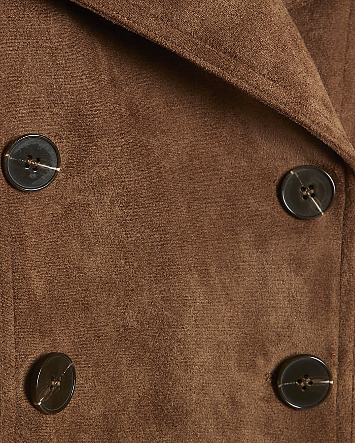marrone finta pelle scamosciata È sceso bomber jacket