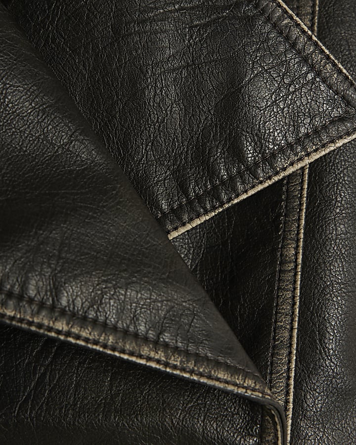 nero faux leather bomber jacket