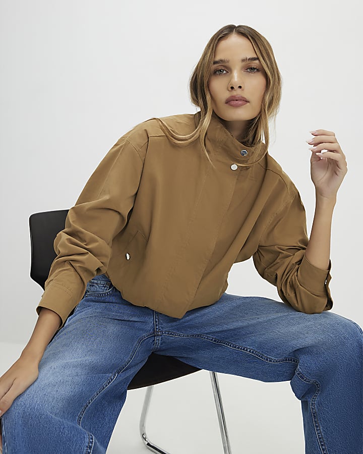 beige collo a giacca bomber
