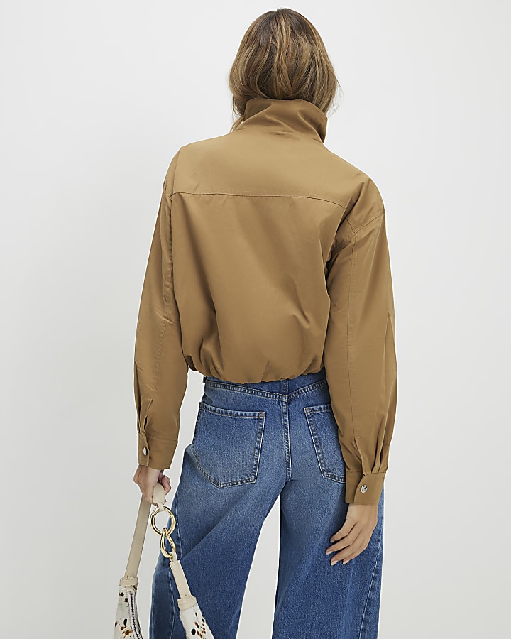 beige collo a giacca bomber