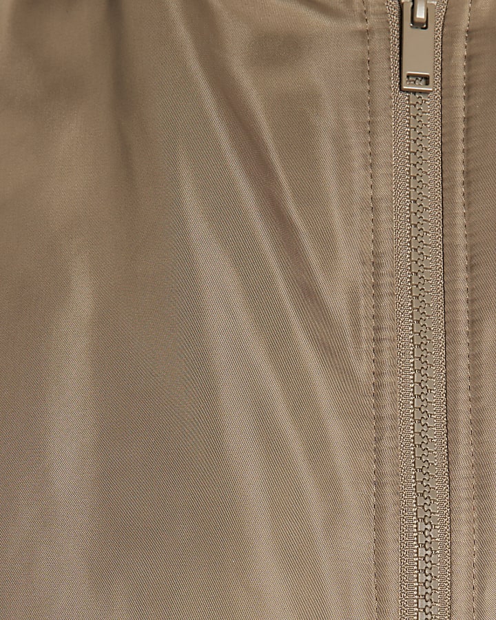 marrone oversize orlo bolla bomber jacket