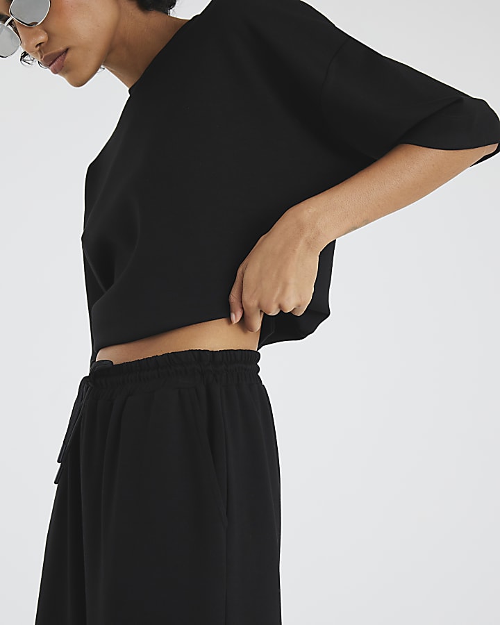 black premium a vita alta gamba larga jogging