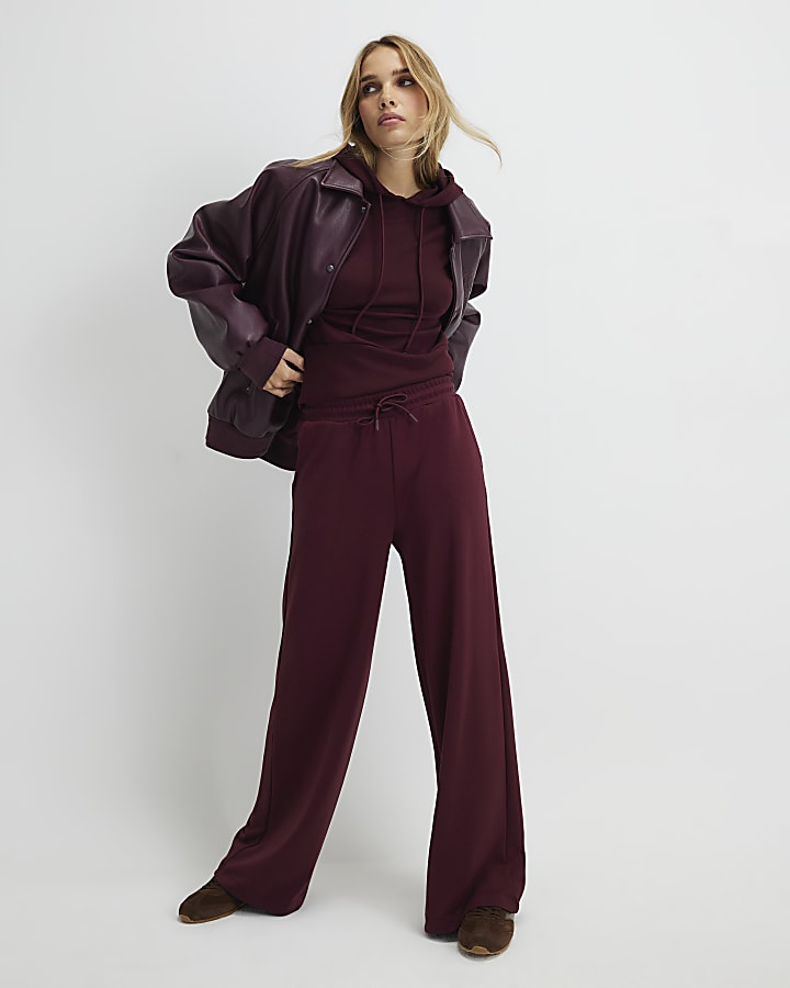 rosso premium a vita alta gamba larga jogging