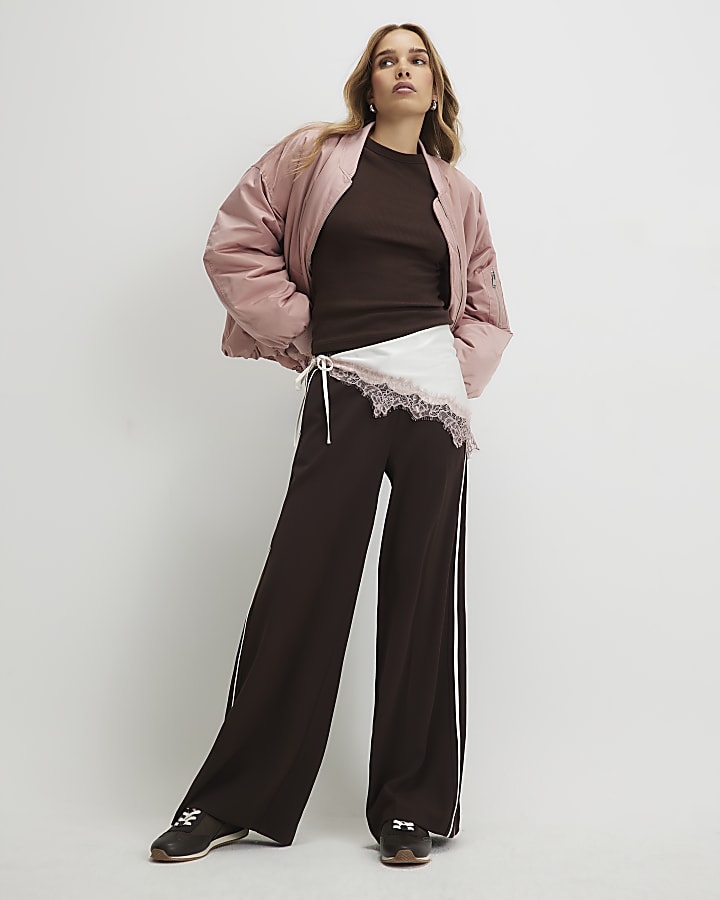 marrone striscia laterale jogging