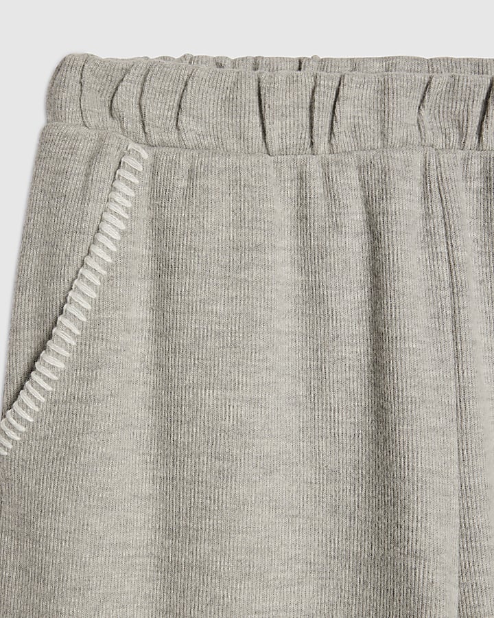 grigio accogliente whipstitch gamba larga jogging