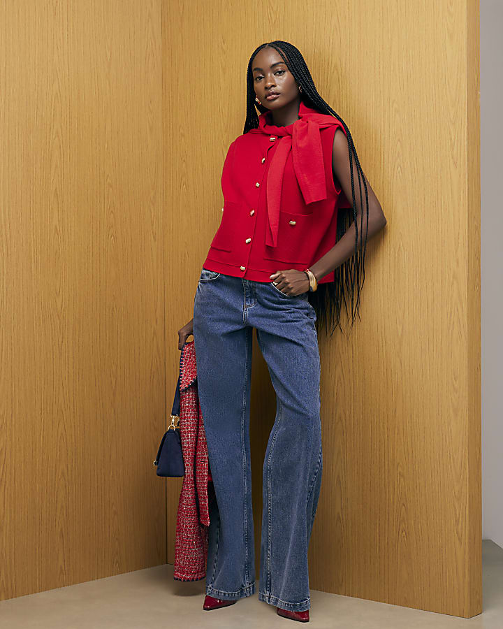 rosso maglia gilet