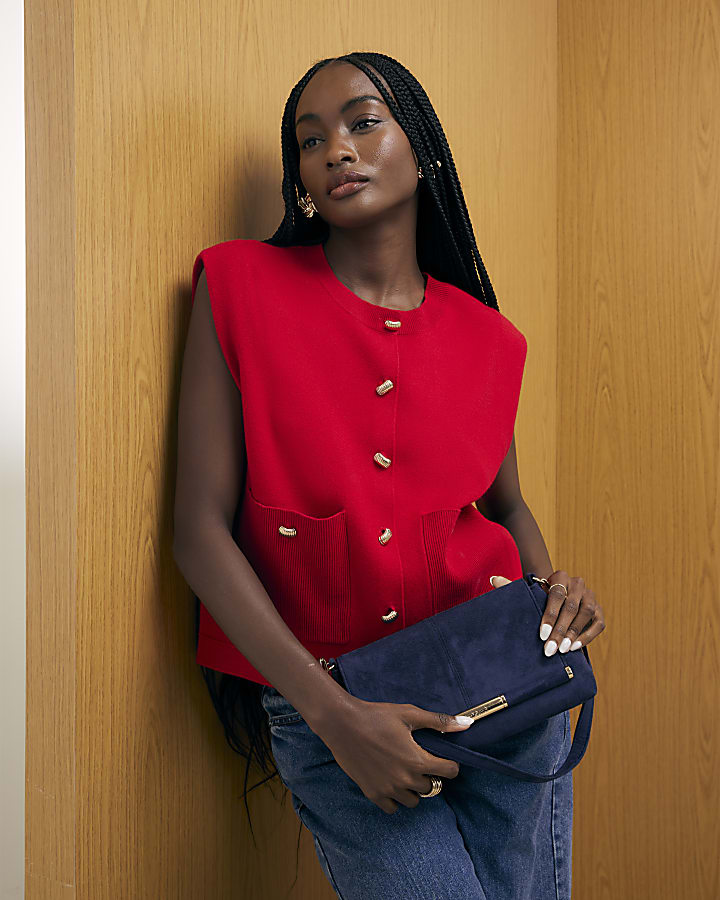 rosso maglia gilet